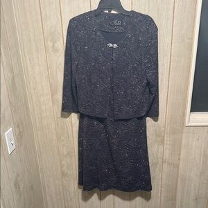 Alex Evenings Women's Sparkling Navy Dress with Jacket